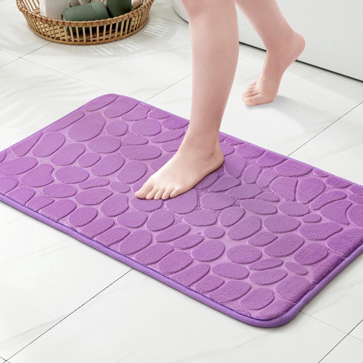 Badmat - Badkamerkleed - Veilig Douchen - Antislip Traagschuim - 50x80 cm - Licht Paars