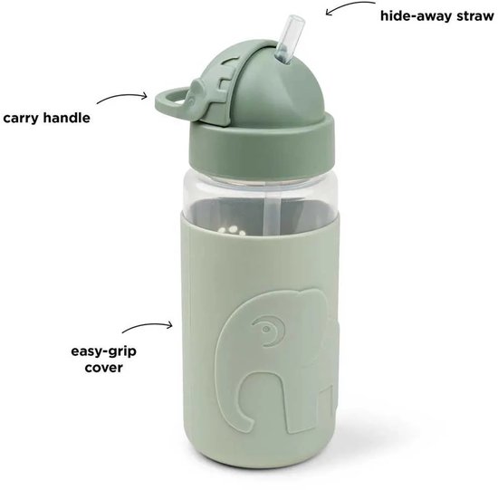 Done by deer easy-grip siliconen drinkbeker met rietje Elphee - groen van Done by Deer — afbeelding 3