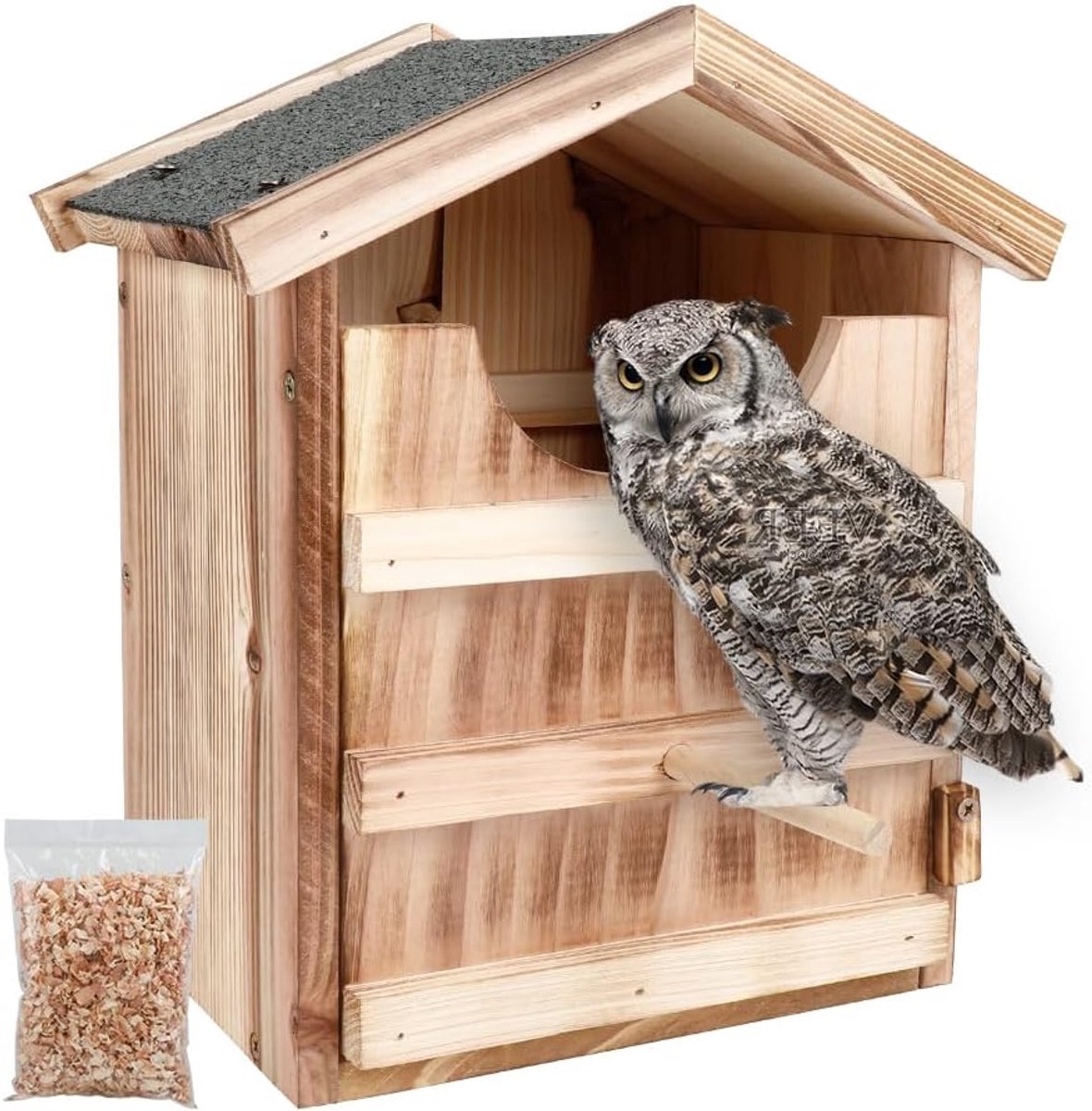 Nestkast Uil - Vogelhuis Hout - Tuin Vogels - Cederhout Constructie - 30 x 16.5 cm - Natuurlijk Hout