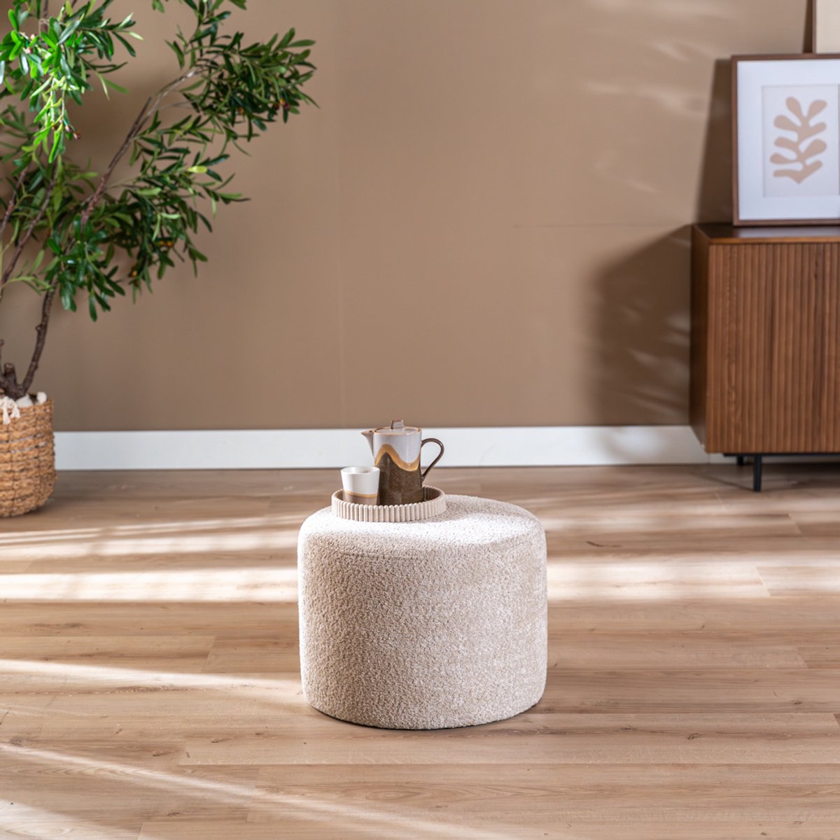 Bronx71® Bouclé poef Nora beige