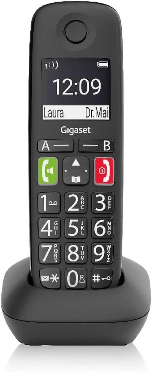 Draagbare Telefoon - Seniorentelefoon Vast - Duidelijk Bellen - Extra Luid Geluid - Grote Cijfers - Zwart