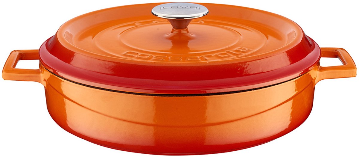 Lava Gietijzeren Braadpan - Oranje - Emaille Coating - Stoofpan - Ø 28 cm