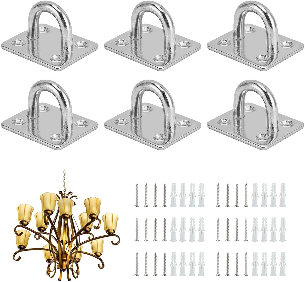 Dailygoods- Oogplaat 6 Stuks - Bevestigingsplaatje - Roestvrij Staal - Inclusief Schroeven
