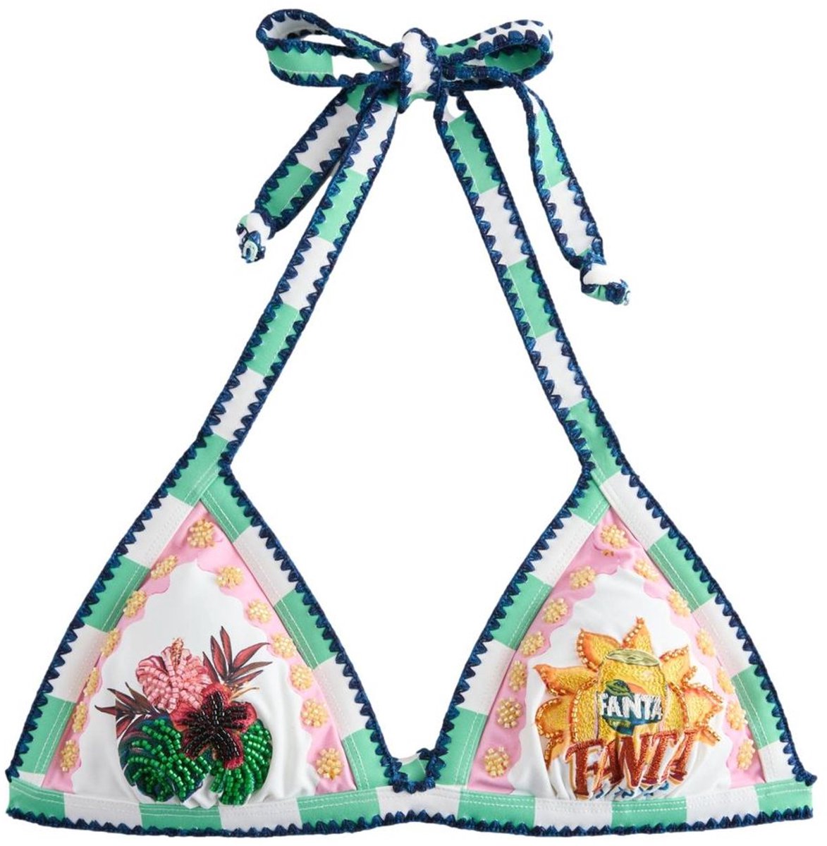 Next - Dames - Driehoekige bikinitop met versiersel - Crème