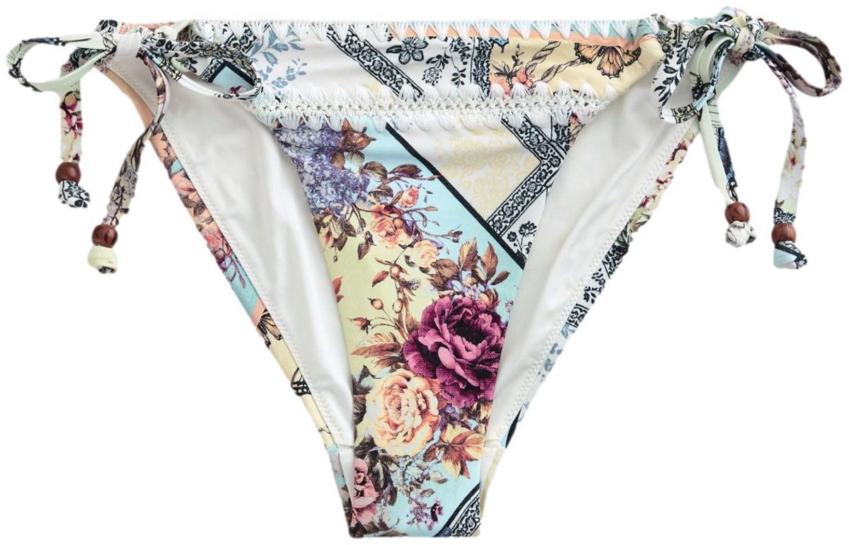 Next Dames - Bikinibroekje met gehaakte steken en strikjes - Crème Cream/Yellow Floral