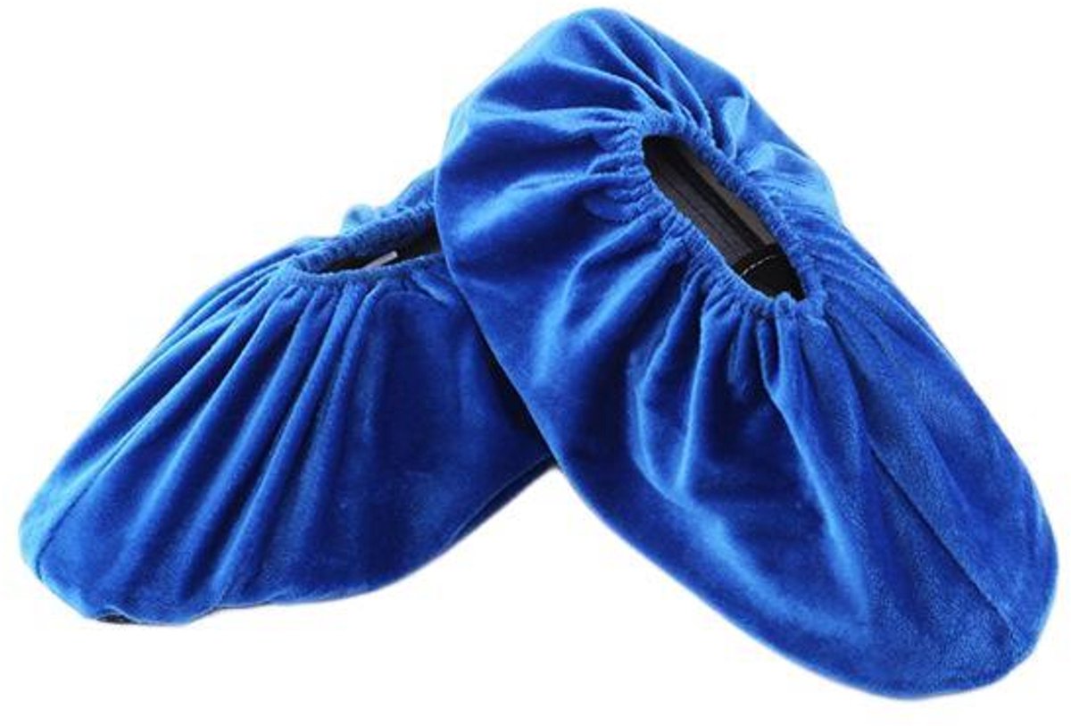Set van 5 paar – Wasbare schoenhoezen – Herbruikbaar – Antislip – Elastische, stofwerende schoenhoezen voor in huis – Kindermaat – blauw – EU-maten 26–35