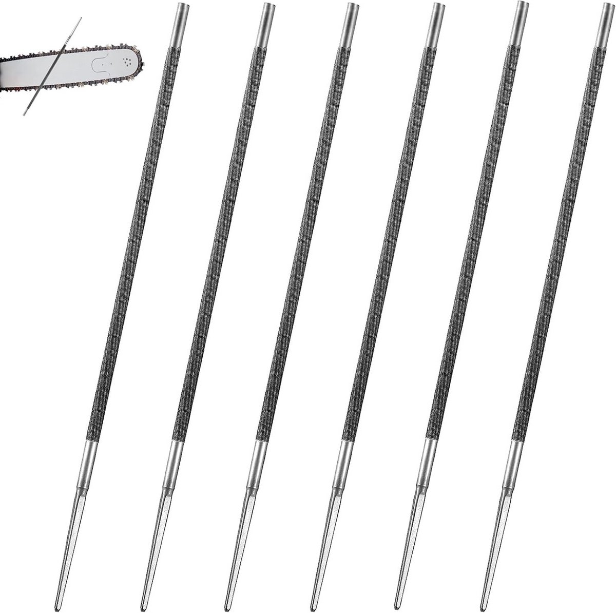 Kettingzaagvijlen Set - Ronde Vijlen - Zaagkettingen Slijpen - Duurzaam Staal - 52 mm - Zilver