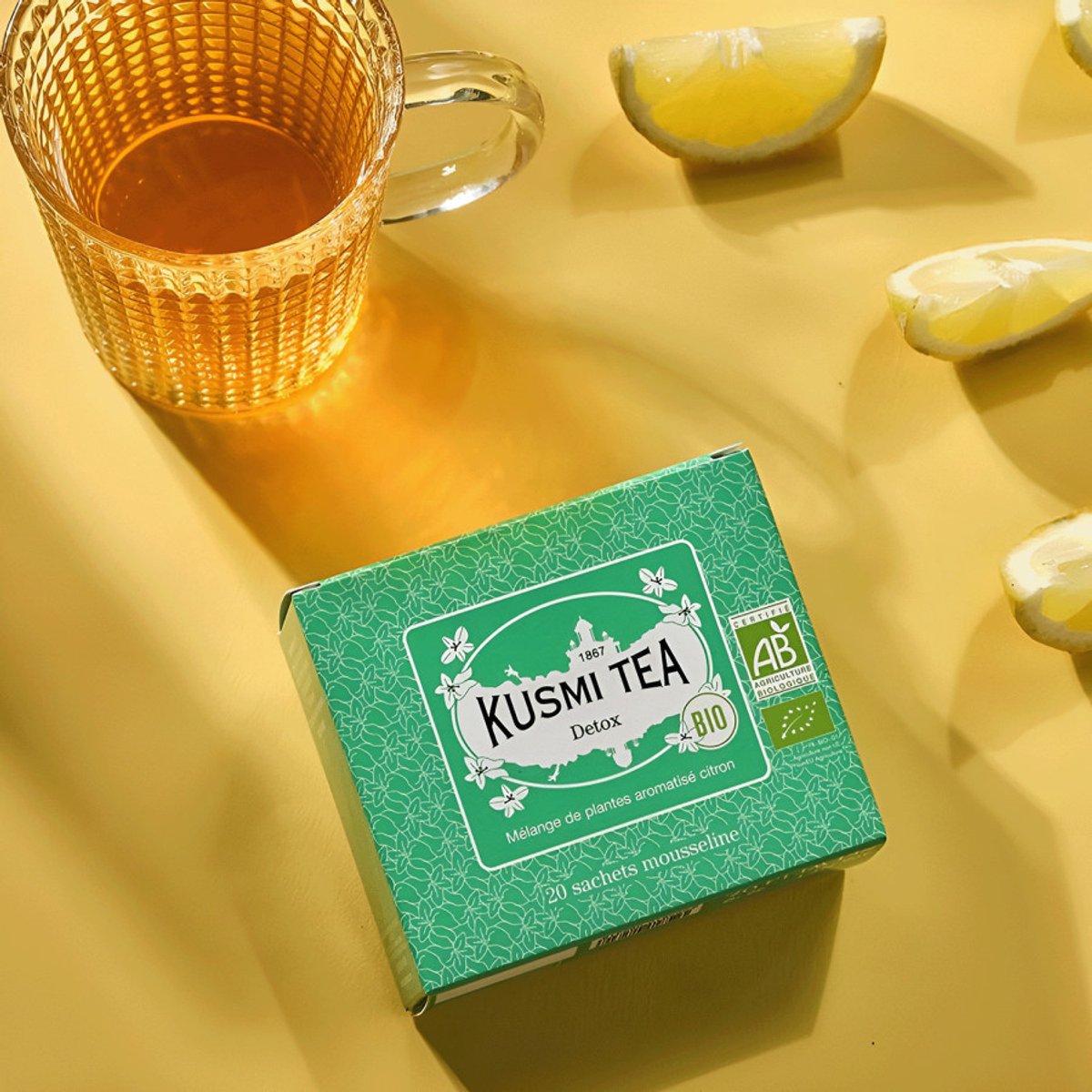 Biologische blend van groene thee en kruiden Kusmi Tea Detox – 20 mousseline theezakjes