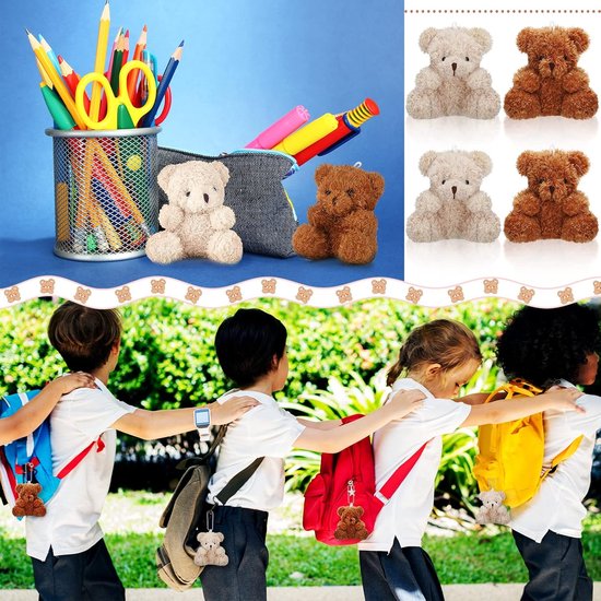 Mini Pluche Beren - Zachte Knuffels - Decoratie & Cadeaus - Met Hanger - 6 Stuks 10 cm - Bruin — afbeelding 5