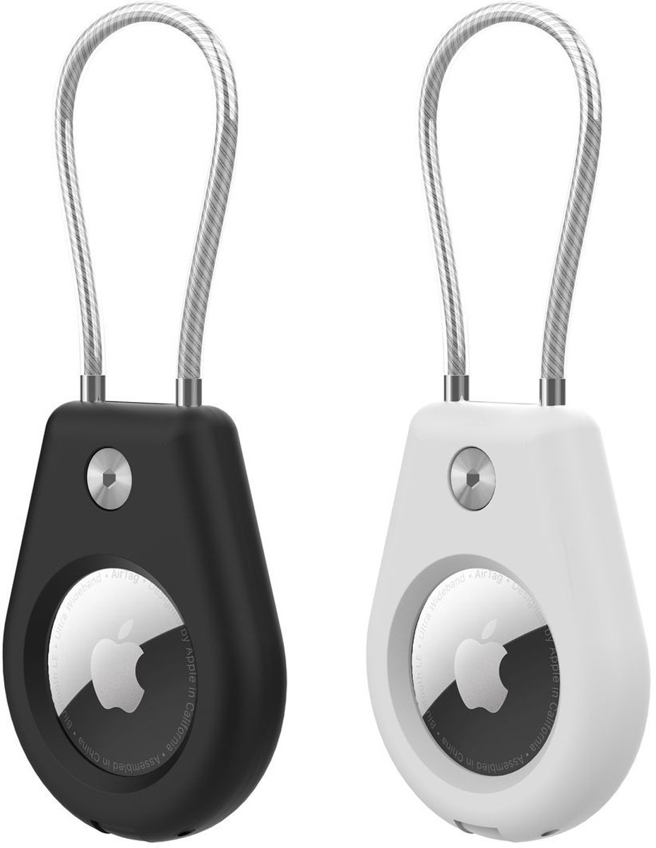 Hurtel Hoesje Voor Apple Airtag Met Stalen Kabel 2 Stuks Schokbescherming