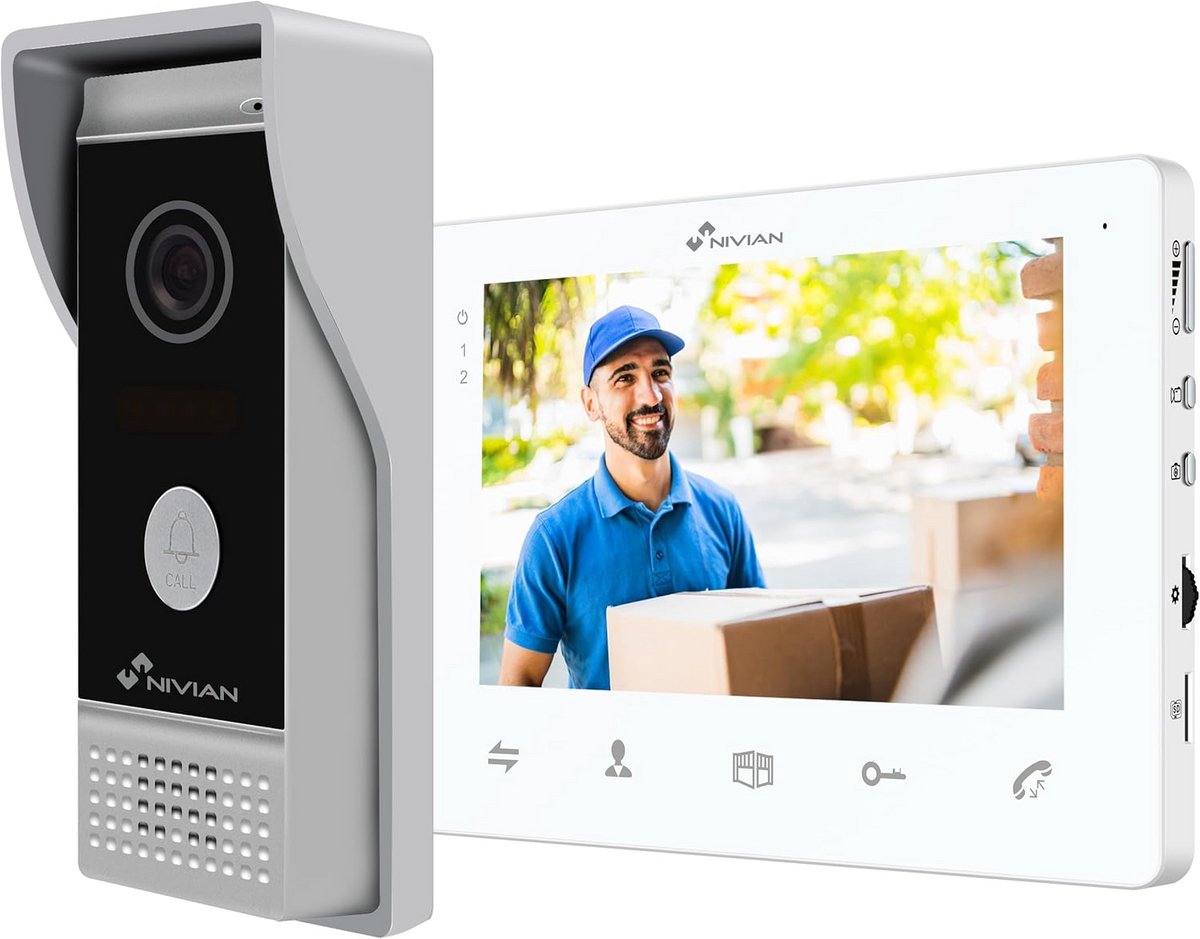 Video Intercom - Deurcamera Systeem - Toegangscontrole Huis - Analoge 2-draads Installatie - 7 inch Monitor - Antraciet