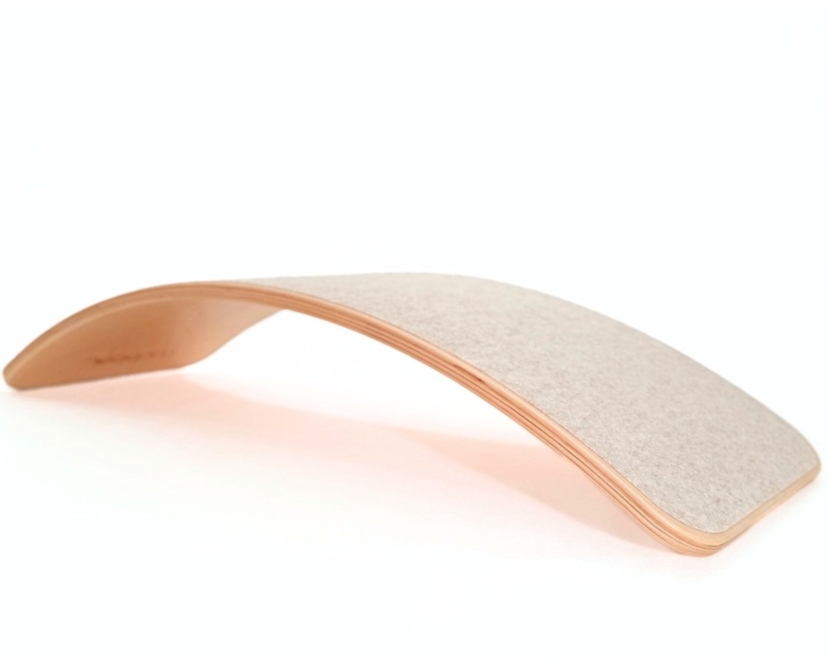Wobbel XL Balansbord Volwassenen & Tieners (12+) - Houten Balance Board Yoga & Balanstraining - Wolvilt Wooly - FSC Beukenhout - 115 cm - Het Origineel Sinds 2015