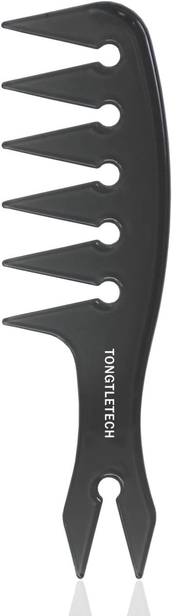 Textuur Kam - Brede Tanden Kam - Haar Stylen - Gladde Ronde Tanden - 15.5 cm - Grijs