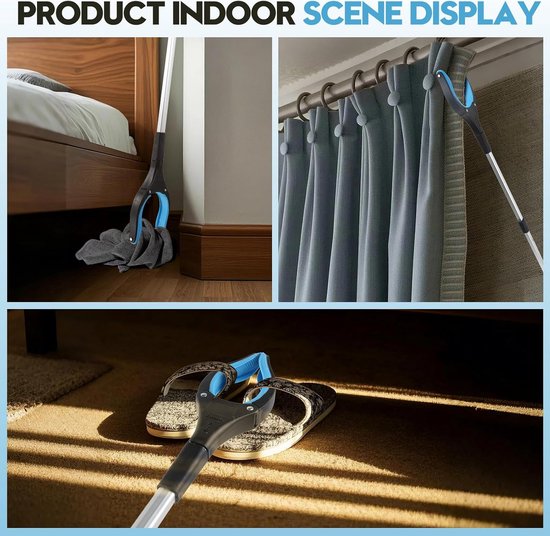 Tweedelige grijperset, 82 cm telescopische aluminium objectgrijper met 360° draaibare kop, ergonomische handgreep en magnetische klem, voor het verzamelen van afval (blauw). van Merkloos	 — afbeelding 5