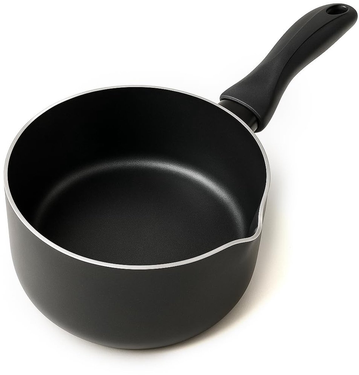 Dailygoods- Steelpan met Schenktuit - Aluminium - Diameter 16 cm - Inductie - PFOA-vrije Antiaanbaklaag - Ergonomisch Handvat - 1 Liter Inhoud - Kookpan