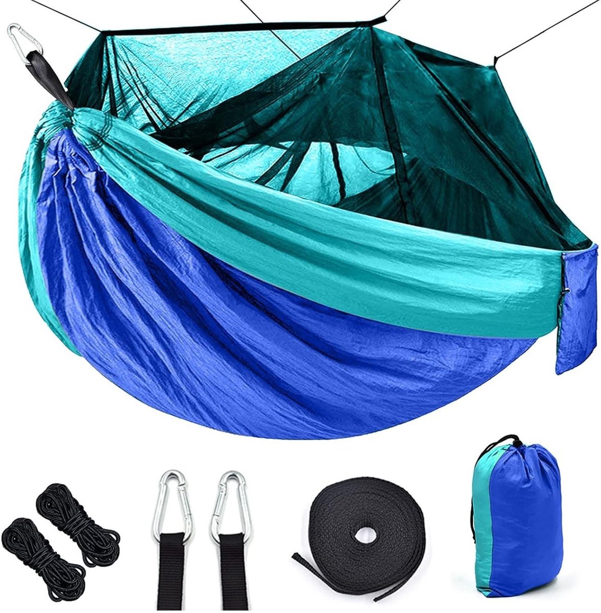 Outdoor Hangmat - Kampeer Schommel - Ontspannen Buiten - Lichtgewicht Nylon - 260x140cm - Blauw