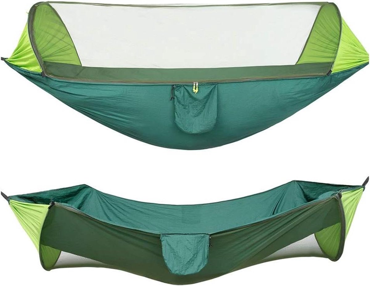 Hangmat Met Muskietennet - Dubbele Hangmat - Kamperen En Reizen - Snelle Opening - 290x140 cm - Groen