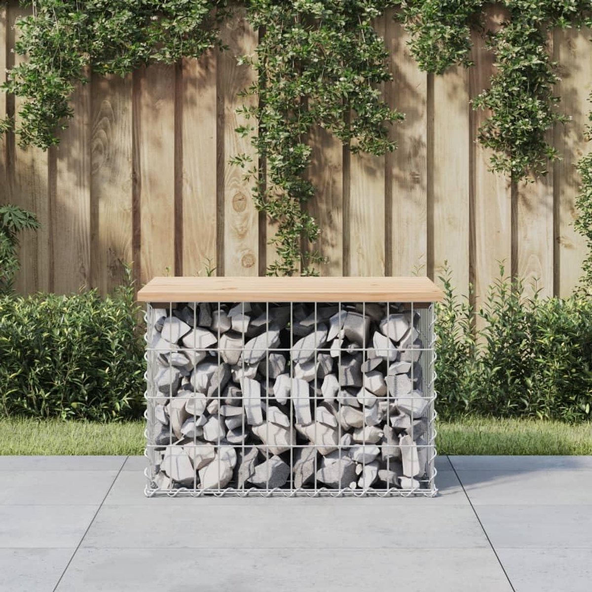 Tuinbank schanskorf - Zitbank buiten - Aangenaam zitten - Robuuste sokkel - 63x44x42 cm - Houtkleur