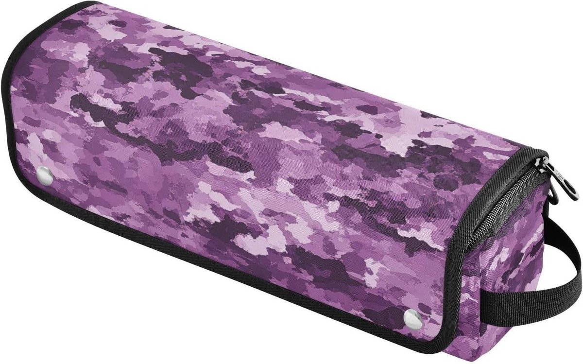 Haargereedschap Tas - Hittebestendige Mat - Veilig Opbergen - 2-in-1 Ontwerp - 37 cm Lengte - Camouflage Paars