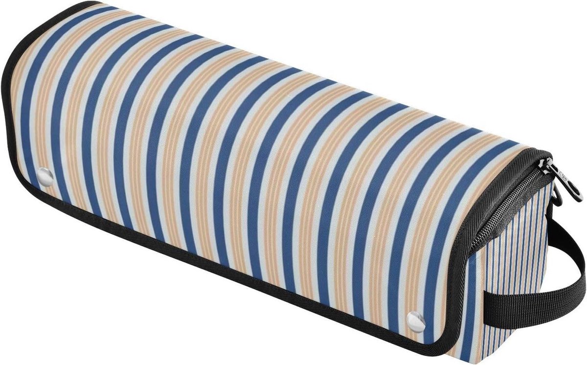 Krultang Travel Case - Haargereedschap Organizer - Veilig Opbergen - Verwijderbare Hitte Mat - 36 x 31 cm - Blauw-oranje