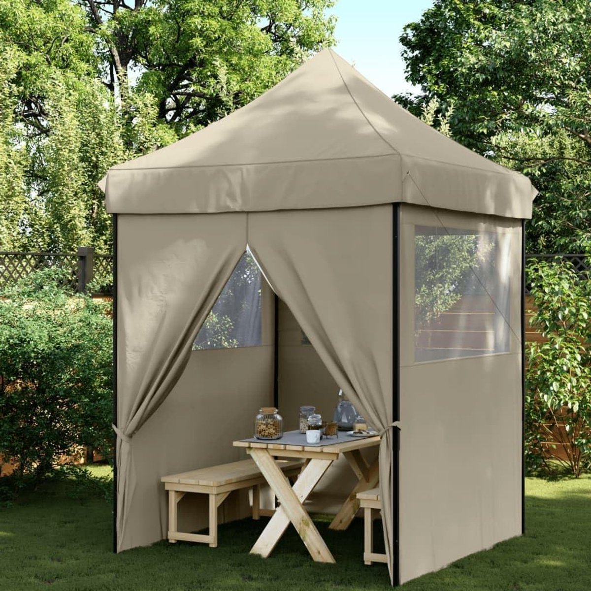 Opvouwbare Partytent - Pop-up Tent - Feestelijke Bijeenkomsten - Met Ramen - 200x200 cm - Taupe