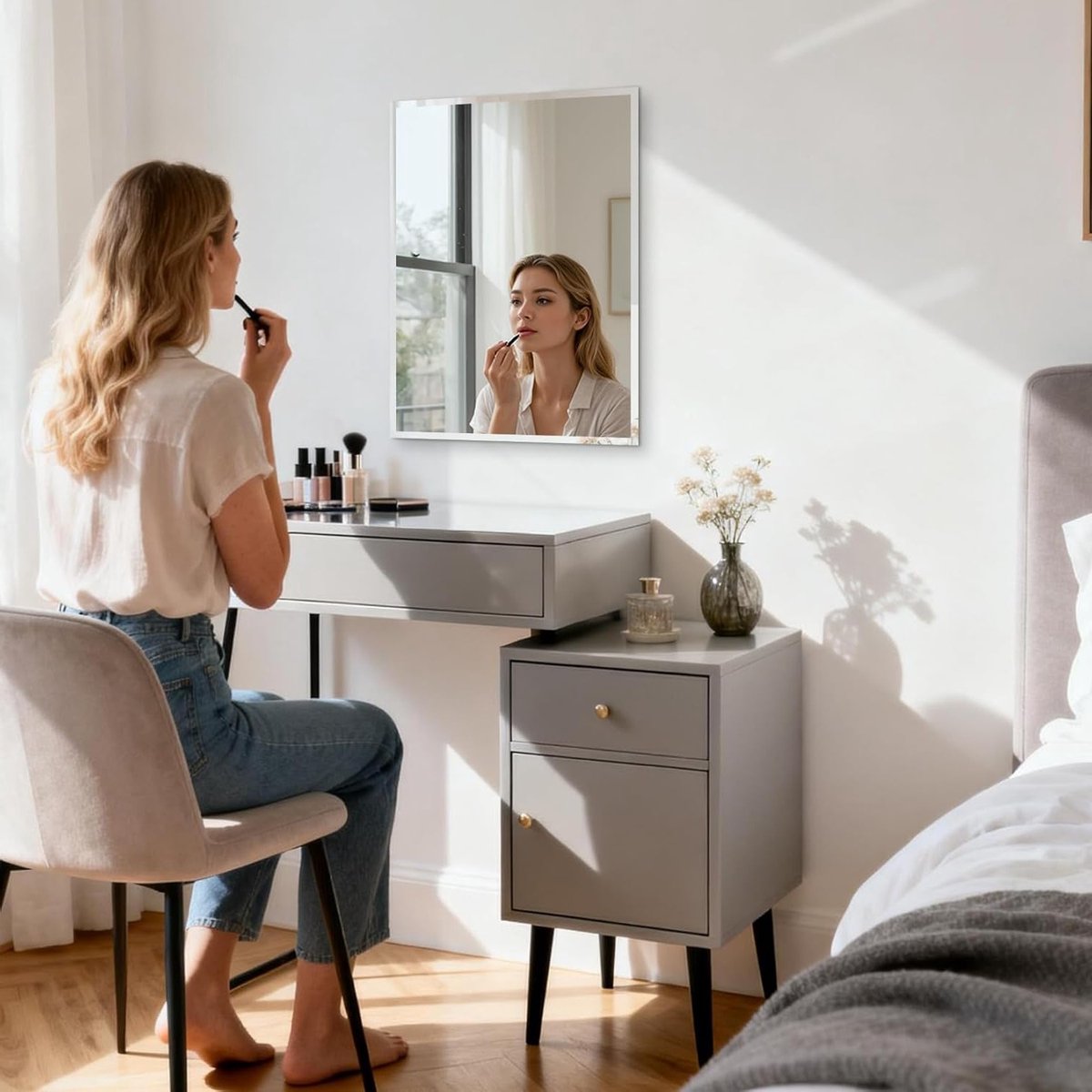 Decoratieve Ovale Muurspiegel zonder Frame met Facetrand voor Badkamer, Woonkamer en Hal - Perfect voor Verticaal en Horizontaal Gebruik