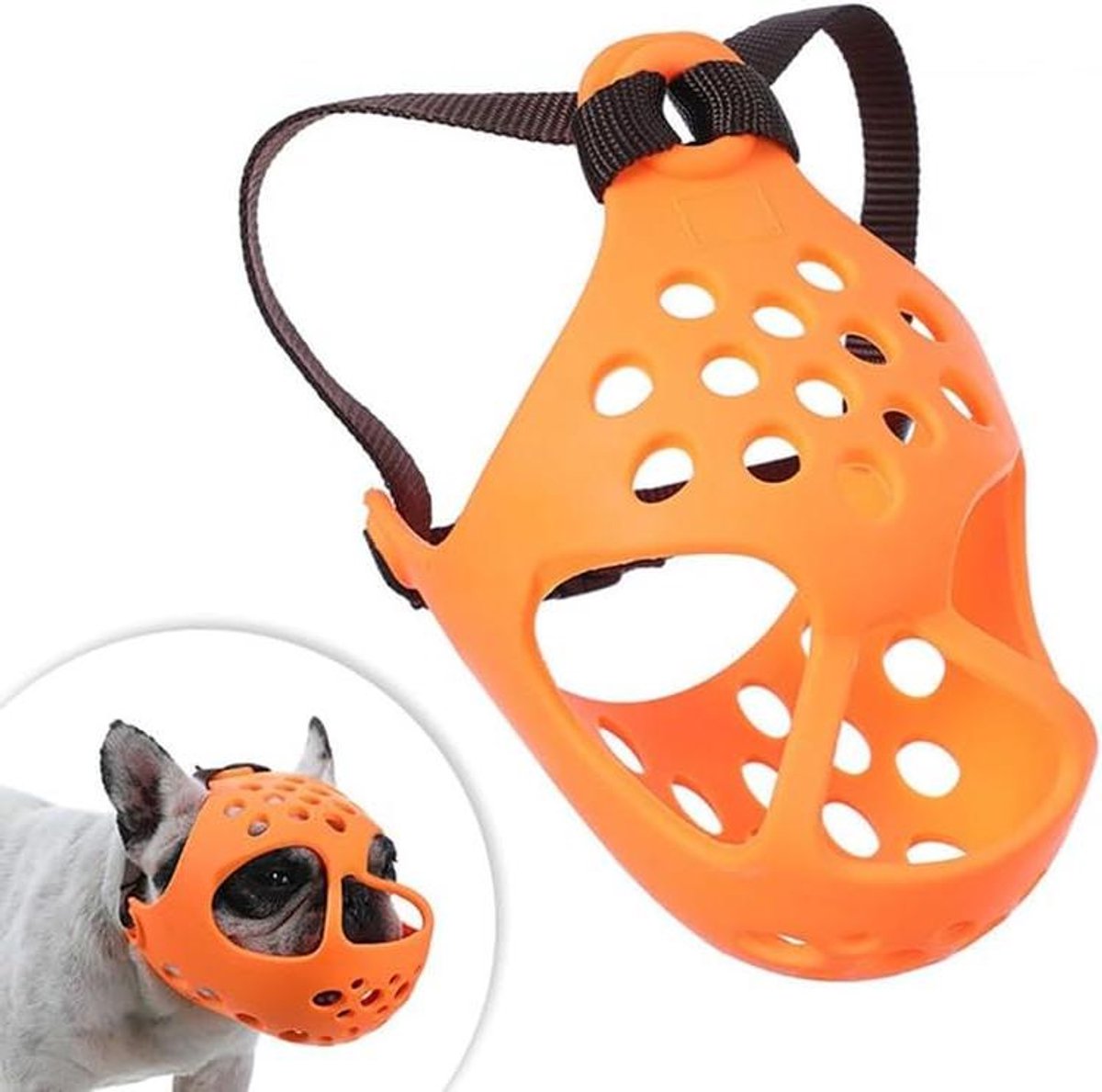 Hondenmuilkorf - Zachte helm - Veiligheid voor hond - Speciaal voor kortsnuit - Maat M - Oranje
