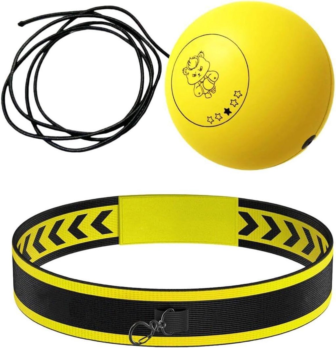 Boksband met bal - Reflex bal set - Hand oog coördinatie - Speelse reactietraining - 7cm bal - Geel