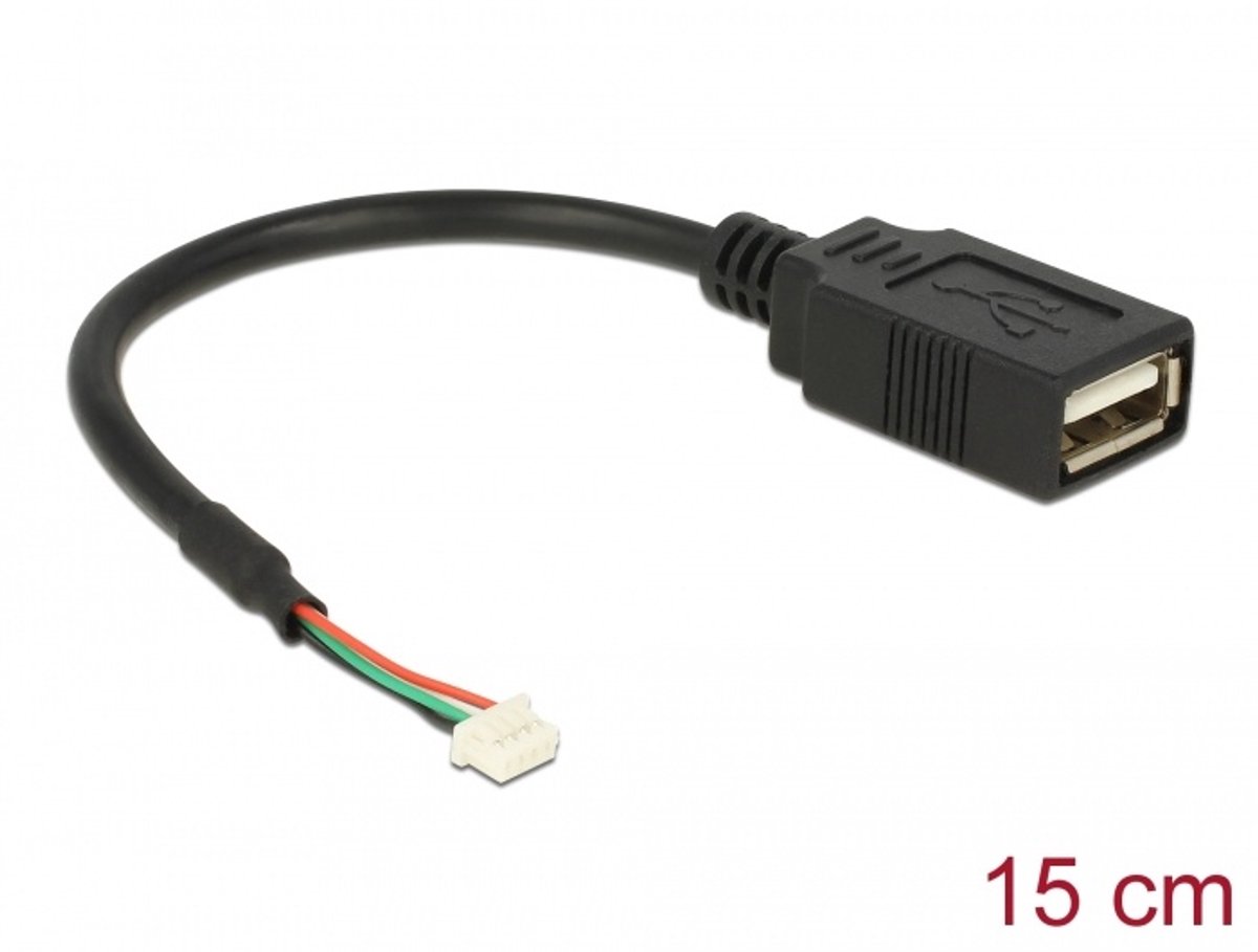 USB kabel USB 2.0 Pin Header Vrouw 1.25 mm 4 Pin naar USB 2.0 Type-A Vrouw 15 cm