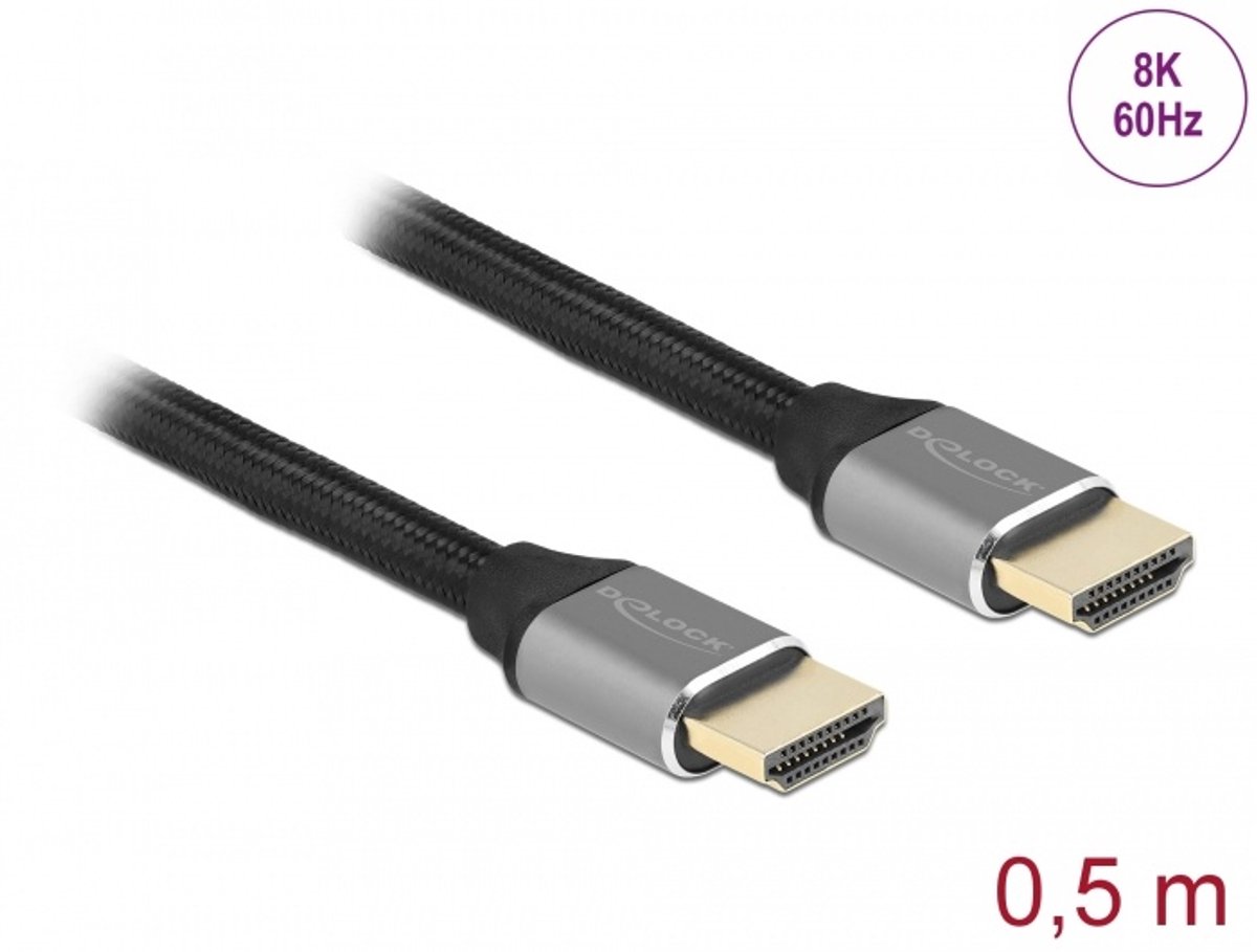 Ultra High Speed HDMI -kabel 48 Gbps 8k 60 Hz Grijs 0,5 M gecertificeerd