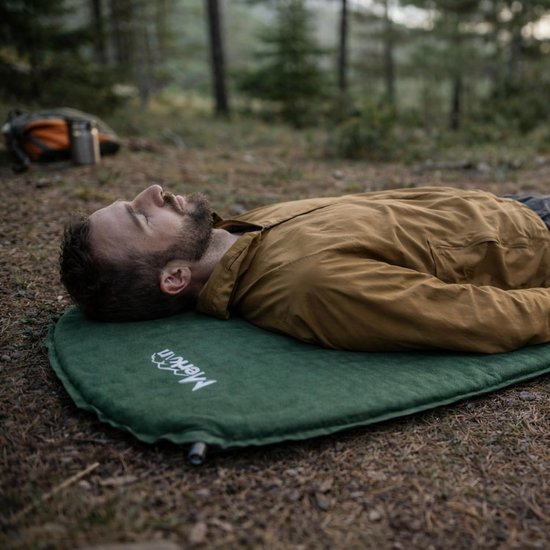 Zelfopblazende slaapmat - Campingmatras comfort - Outdoor slapen - 5 cm dik isolatie - 183 x 51 cm - Groen — afbeelding 2