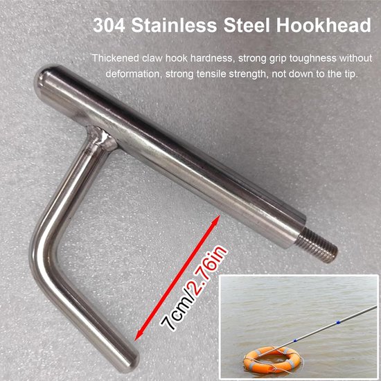 Telescopische Bootshaak - Aanlegstok - Aanmeren en Redden - Extra Sterke Belasting - Tot 6 Meter - Zilver — afbeelding 2