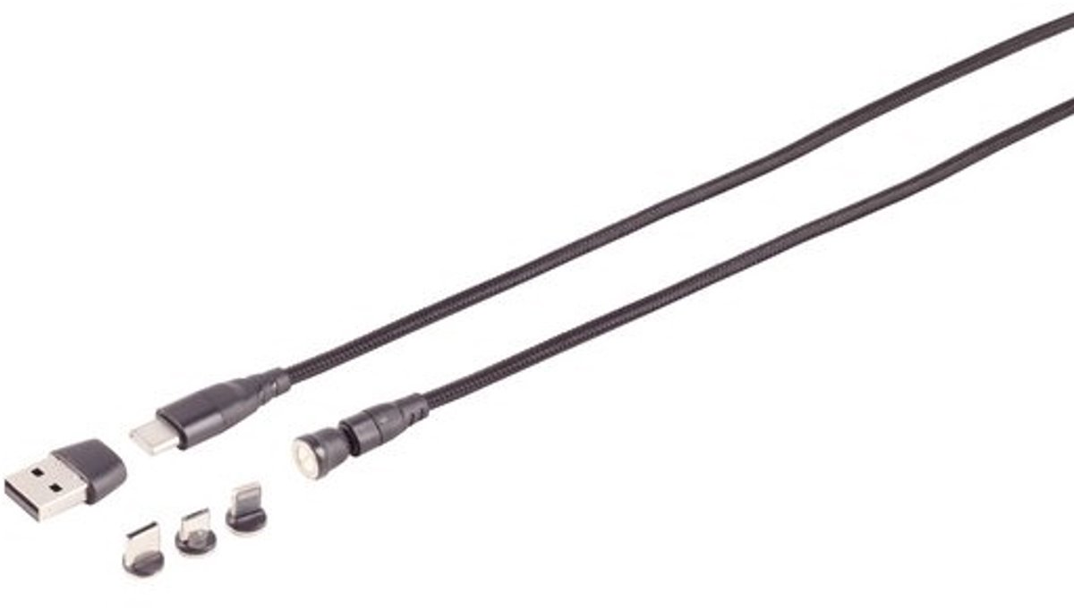 USB-C Magnetkabel, 6in1, 540°, PD 7-Pin, 60W, schwarz, 2m