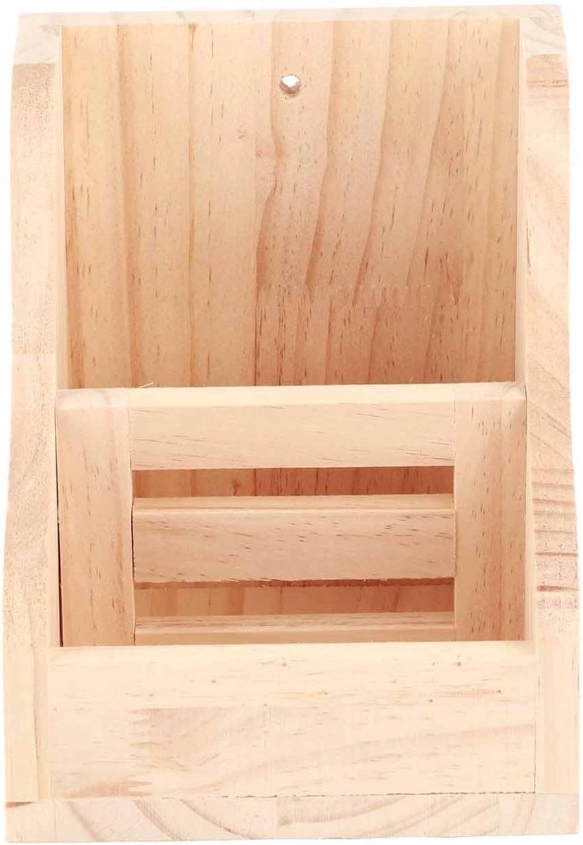 Voederdispenser Hout - Voerbak Kleine Dieren - Voer Geven - Natuurlijk Materiaal - 18 cm - Diverse Kleuren