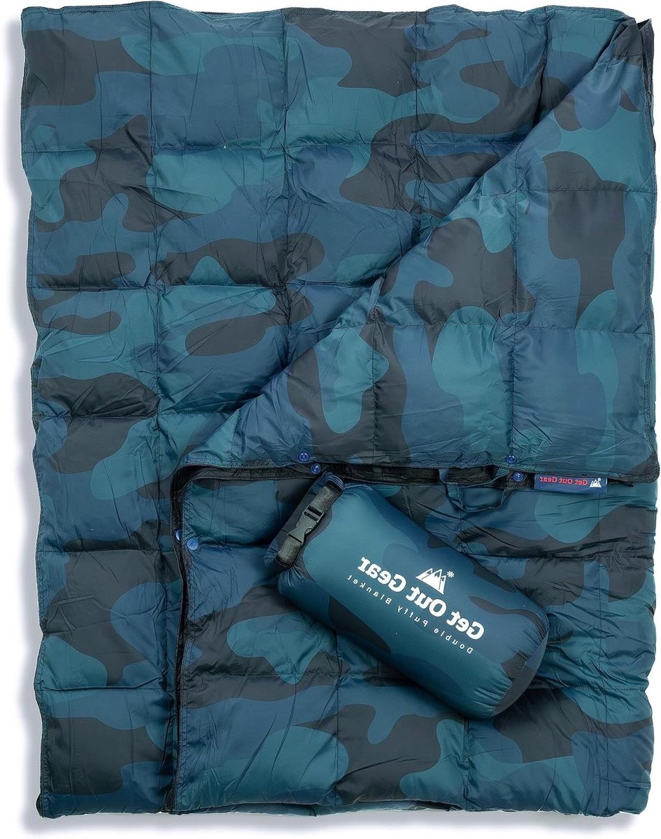 Outdoor deken - Reisdeken Kampeer - Warm en droog - Lichtgewicht en waterbestendig - 203x137 cm - Blauw Camo