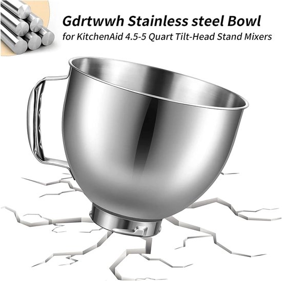 Vervangingskom Keukenrobot - Roestvrijstalen Kom - Dagelijks Bakken - Verdikte Structuur - 45-5 Liter - Zilver — afbeelding 5