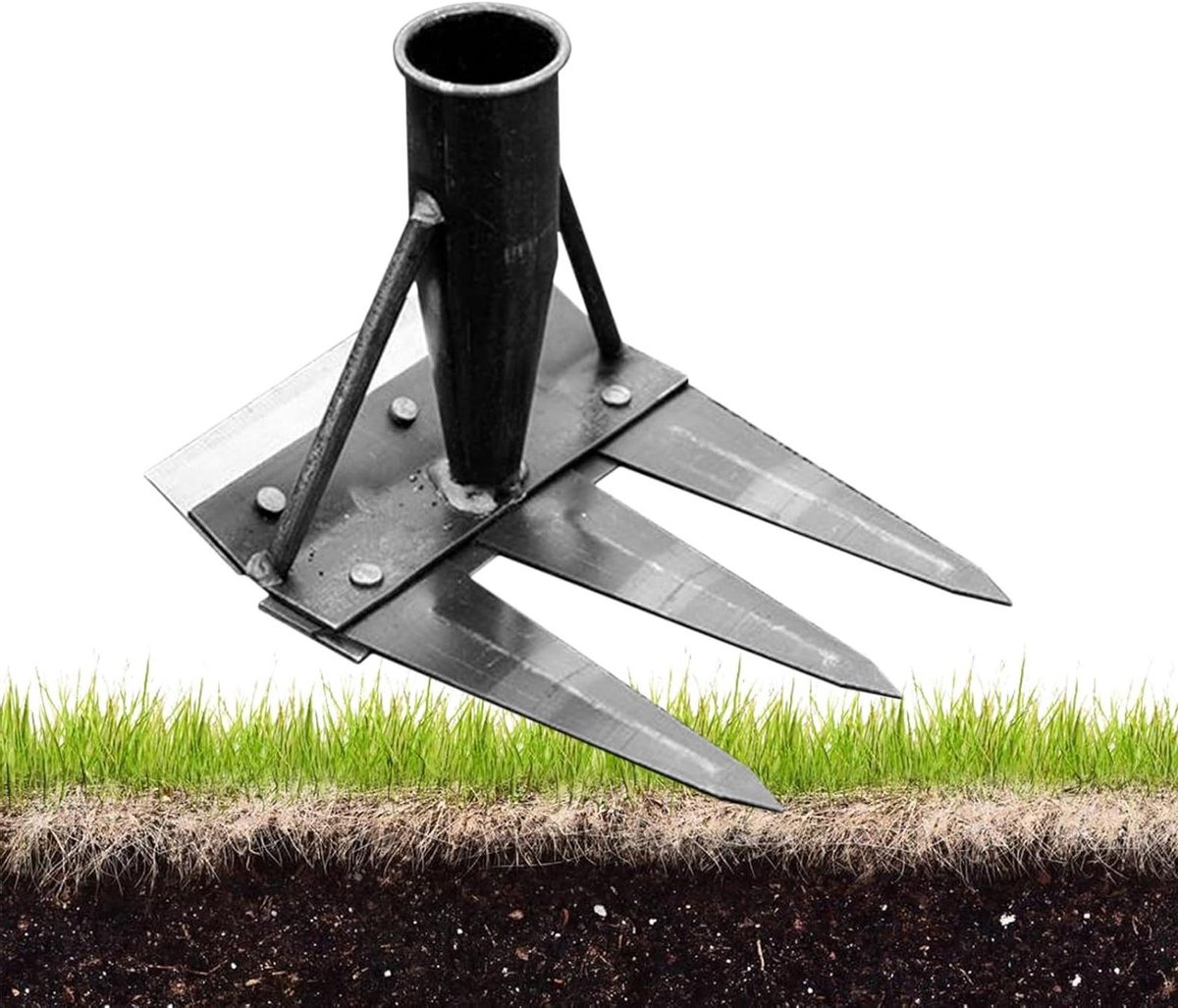 Tuingereedschap Wieden - Handhark Multifunctioneel - Gazon Onderhoud - Afneembaar Ontwerp - 3 Tanden - Metaal
