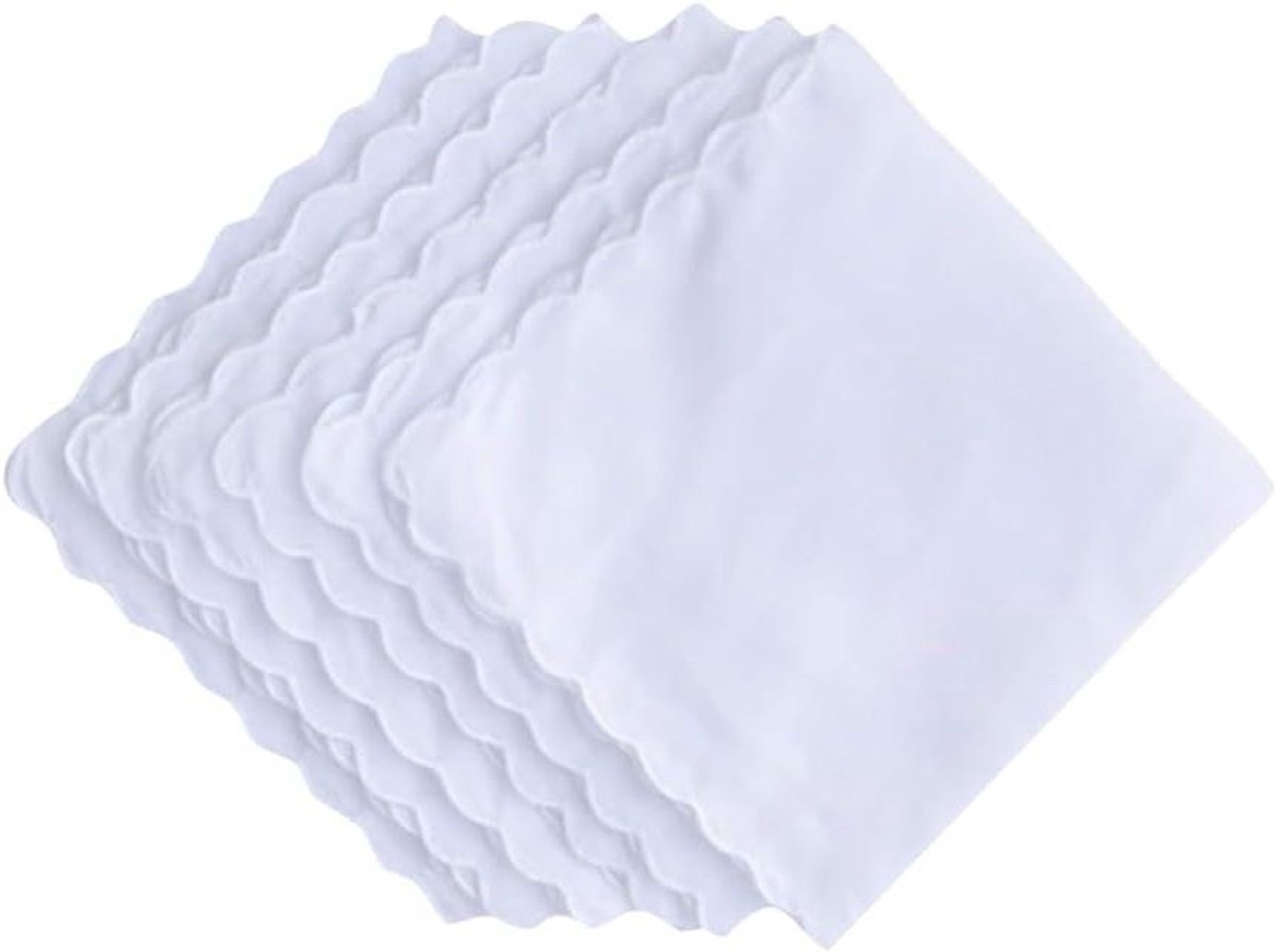 Zachte Katoenen Zakdoeken - Zakdoekjes Stuks - Knutselen Bruiloft - Scalloped Rand - One Size - Wit