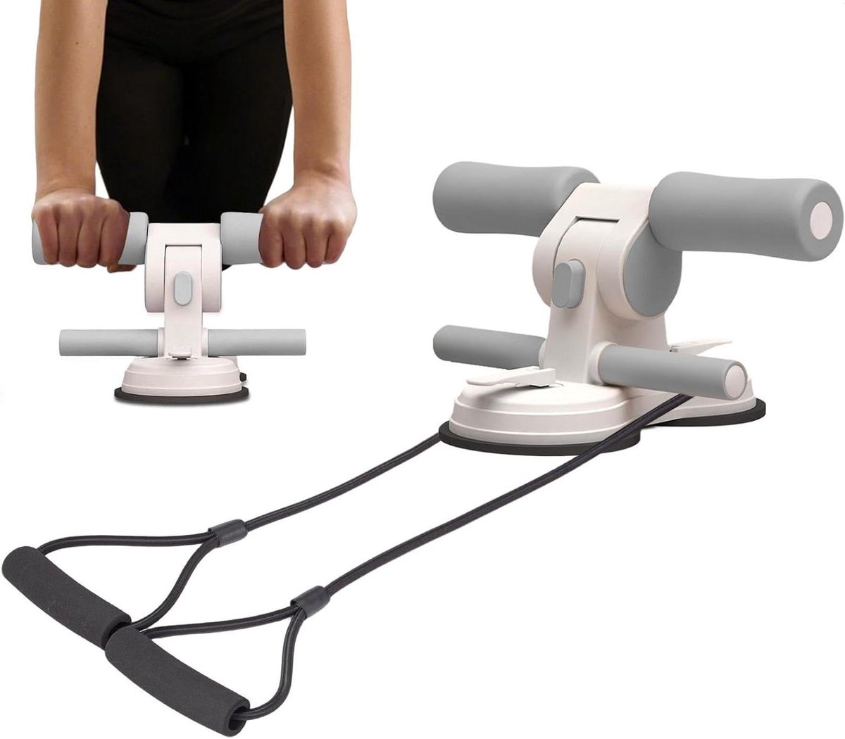 Sit Up Machine - Buiktrainer Hulp - Krachttraining Thuis - Sterke Zuignap Stabiliteit - 28 x 21.5 cm - Grijs