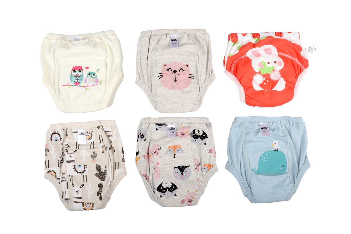 Bummy - Zindelijkheidsbroekjes - Oefenbroekjes zindelijkheid - 6 Stuks - Maat M (11-14,5kg) - Trainingsbroekjes - Wasbaar & Waterdicht - Zacht Premium Katoen - REACH-getest