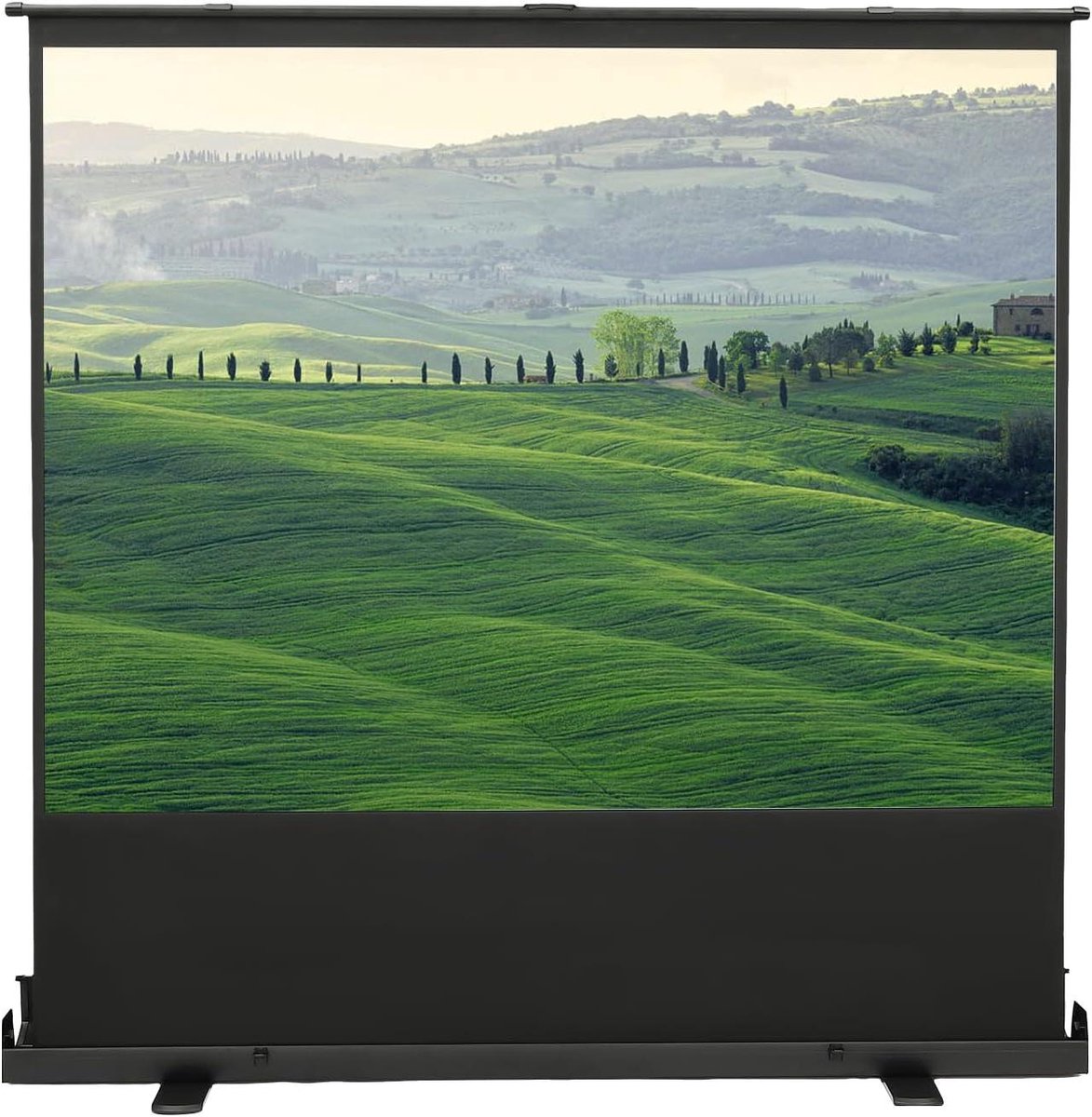 Vloer Projector Canvas - Mobiel Rolgordijn - Thuisbioscoop Creëren - Zelfstandig Staand - 200 cm - Zwart