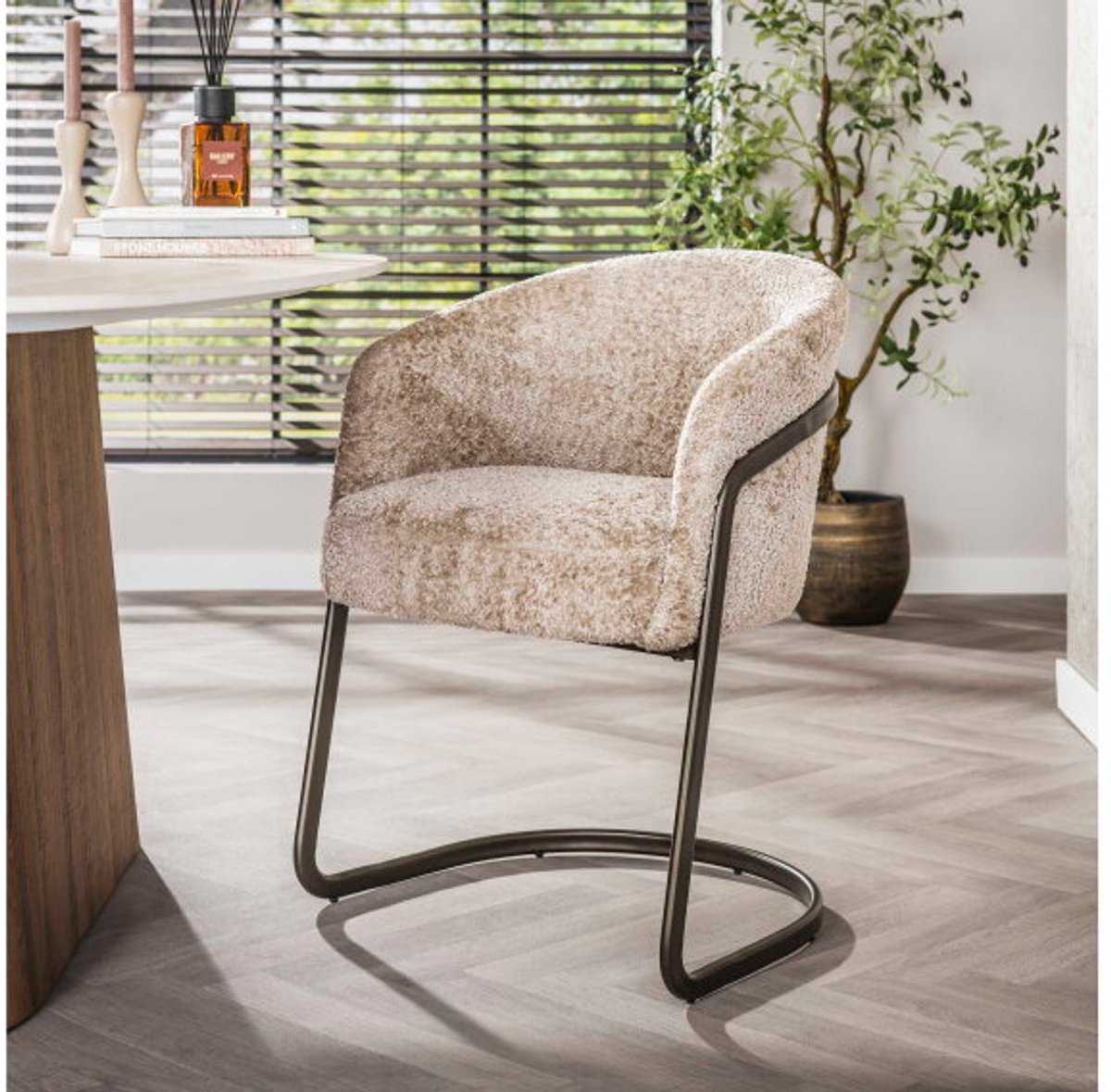 Eetkamerstoel Sway Alura - buisframe bruin - zand - eetkamerstoelen set van 2