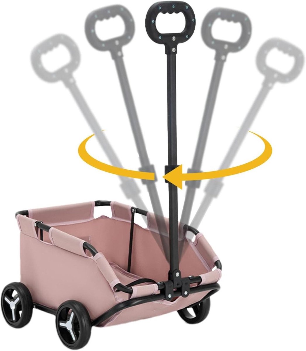 Huisdierenwagen - Kattenbuggy Hondenkar - Reizen Winkelen Wandelen - Opvouwbaar Met Wielen - 58 x 41 x 16 cm - Roze