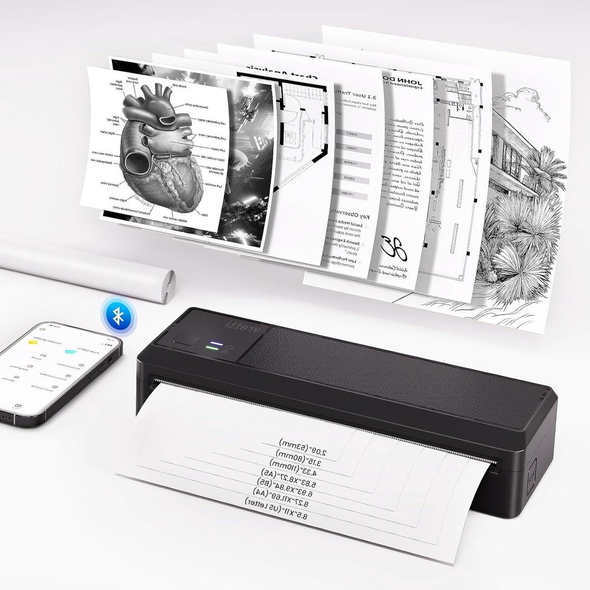 Mobiele Printer - Draagbare Printer - Onderweg Printen - Geen Inkt Nodig - A4 Formaat - Zwart