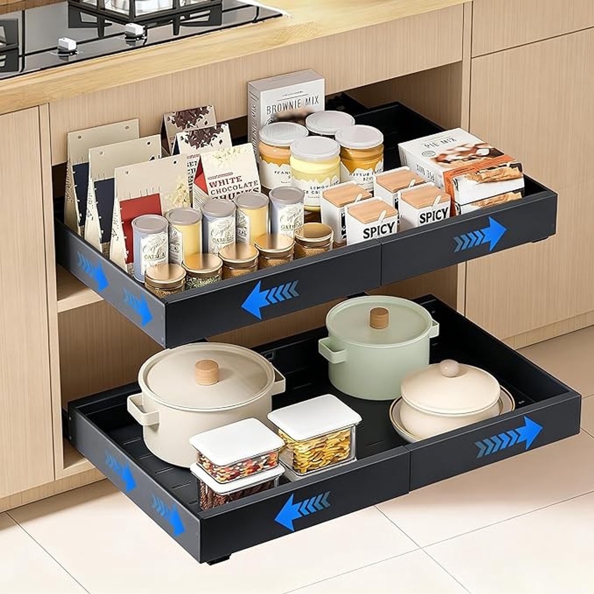 Uitschuifbare Lade Verstelbaar 32-52 cm met 3 Rails