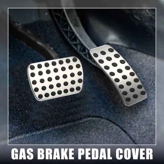 Pedaal Covers Set - Auto Interieur - Verbeterde Grip - Duurzaam Metaal Rubber - 4 Stuks - Zilver Zwart — afbeelding 3