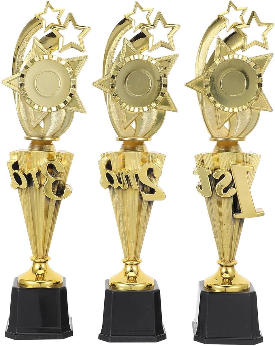 Plastic Trofee - Ster Prijs - Prestaties Belonen - Lichtgewicht Ontwerp - 37 cm Hoog - Goud