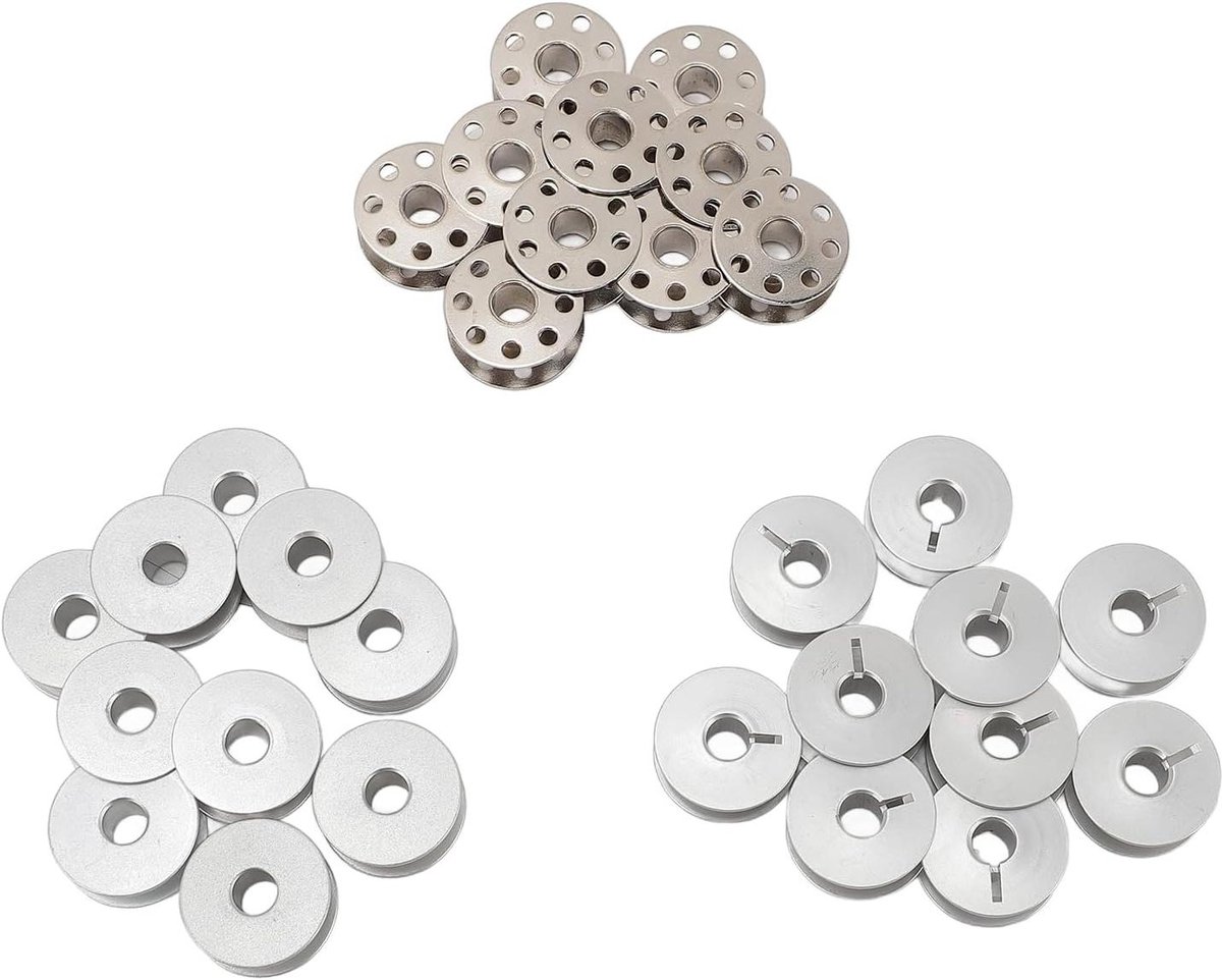 Naaimachine Spoelset - Metalen Spoeltjes - Stiksteek Naaien - 30 Delige Set - 2 x 2 cm - Zilverkleurig