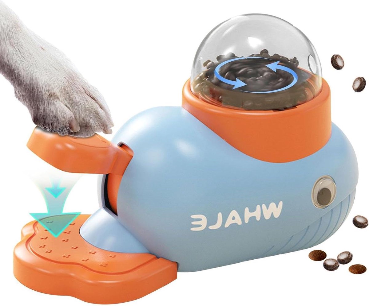 Hondensnoep Dispenser - Interactieve Voederbak Puzzel - Honden Trainen - Knop Geactiveerde Snacks - 21.5 cm - Wit