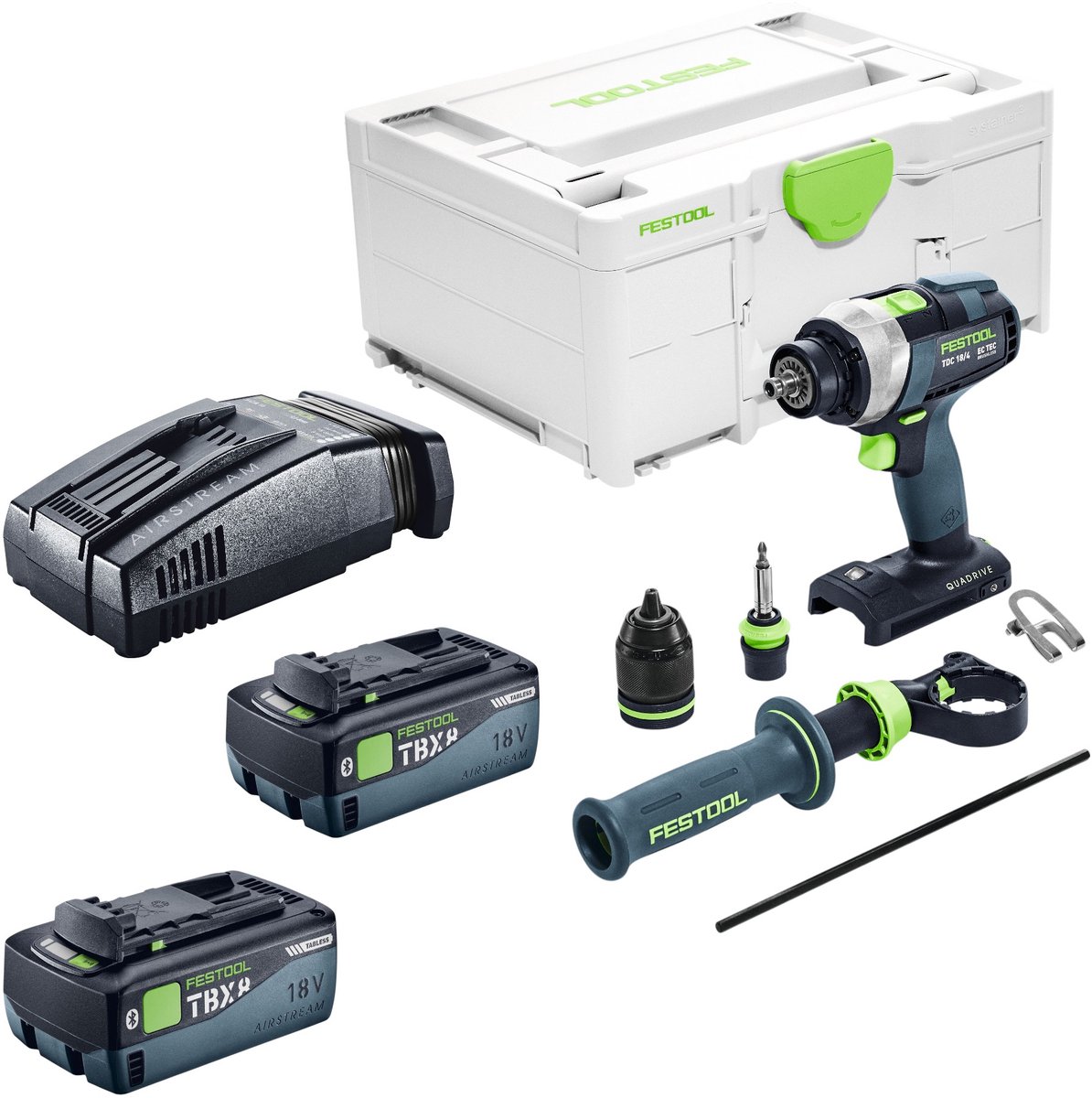 Festool TDC 18/4-Basic accuboormachine 18 V 75 Nm borstelloos + 2x accu 8,0 Ah + snellader + Systainer